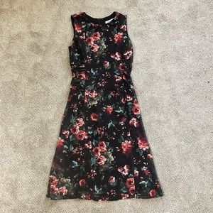 LAST CHANCE Charles Henry Ruched Side Chiffon Sleeveless Floral Midi Dress